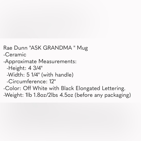 Rae Dunn "ASK GRANDMA " Ceramic Mug - Picture 6 of 6